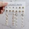 Fashion gold hoop earrings ladies pearl punk earrngs set