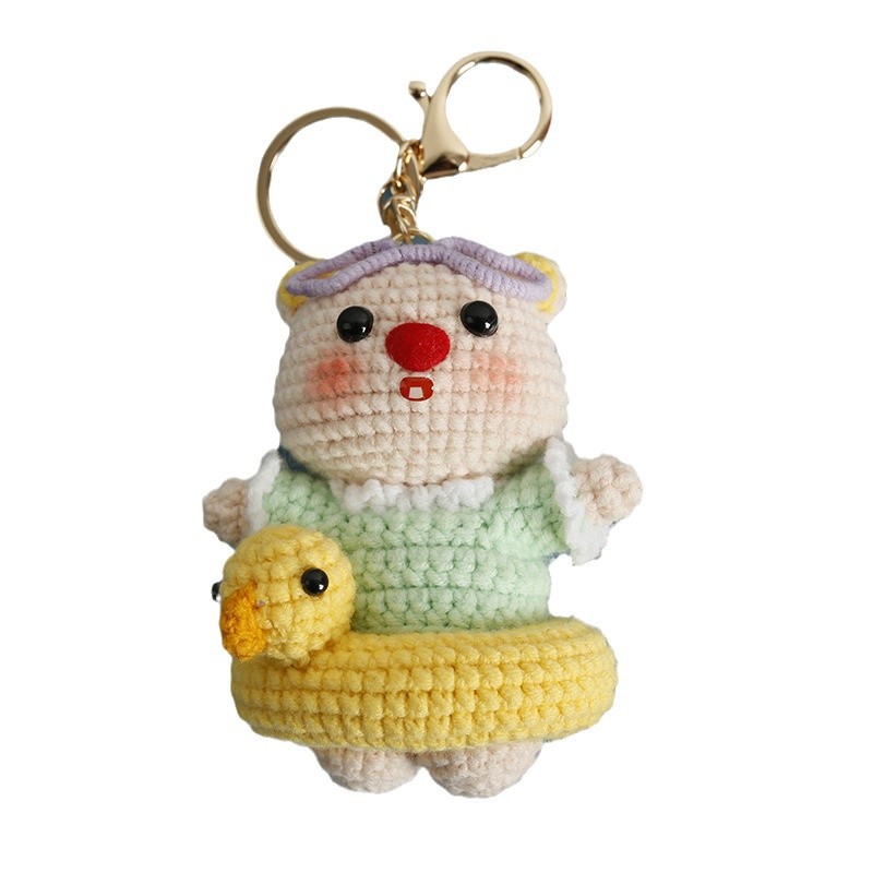 Anillo de gancho de lana cerdo muñeca de industria pesada de tejido a mano colgante de cerdo nuevo producto colgante de automóvil hecho a mano