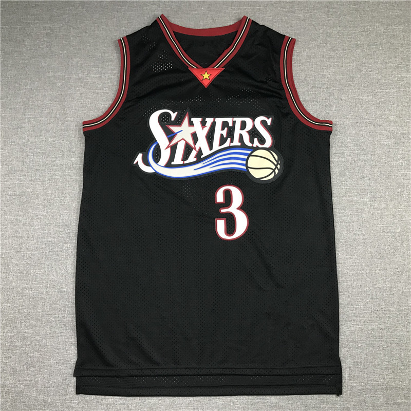 Embroidered Summer Cross-border Jersey 76ers 3 Iverson Retro Mesh Basketball Clothing Sports Training Clothing Men's and Women's Vest