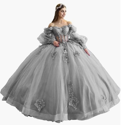 Flores vestido de adulto con mangas brillante con cuentas vestido dulce 2026 nuevo vestido de baile de hombro para mujeres image 31