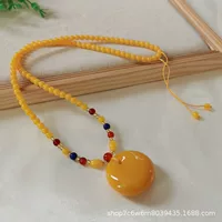 Старый медовый воск подвеска безопасная пряжка куриное масло желтое ожерелье для мужчин и женщин янтарь длинная, дикая цепочка свитера этнический стиль аксессуары