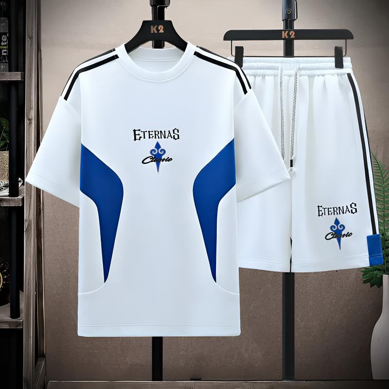 Kurzarm-T-Shirts aus Eisseide für Jungen, stylische Sommerkleidung, lässiges Sportbekleidungsset für Schüler der Mittel- und Oberstufe, Teenager_voghion.com