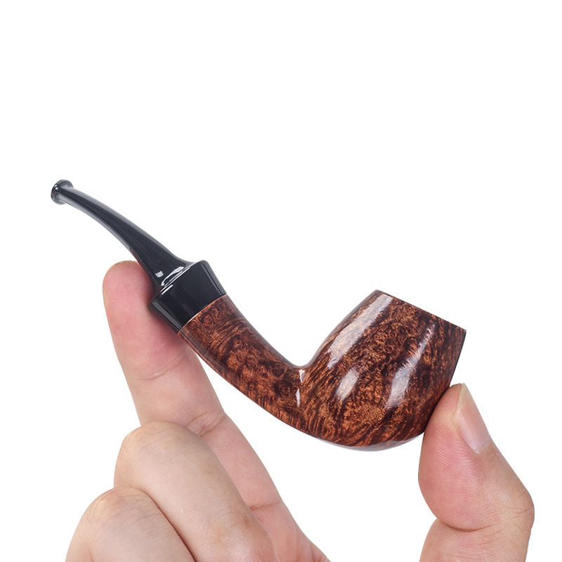 Heather Pipe Puffer Mini Palm Pipe Old-Fashioned Small Filter Tobacco Pipe Men's Portable Tobacco Bag