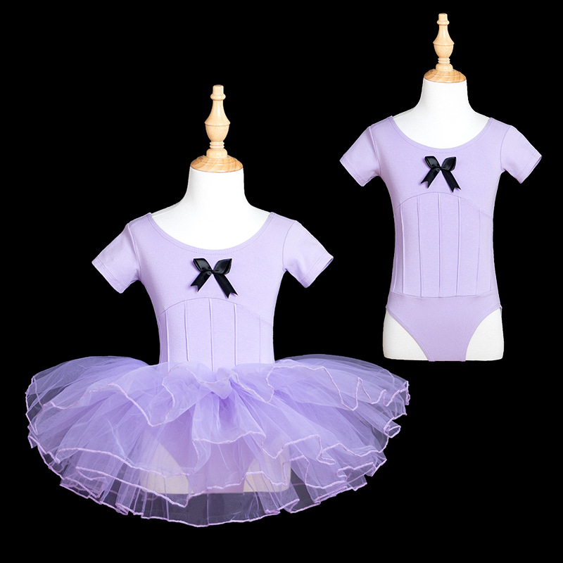 Ropa de baile Niños Mujeres Verano Manga corta Danza china Cuerpo de baile Ropa de práctica Niñas Vestido de ballet de una pieza Escuela de arte