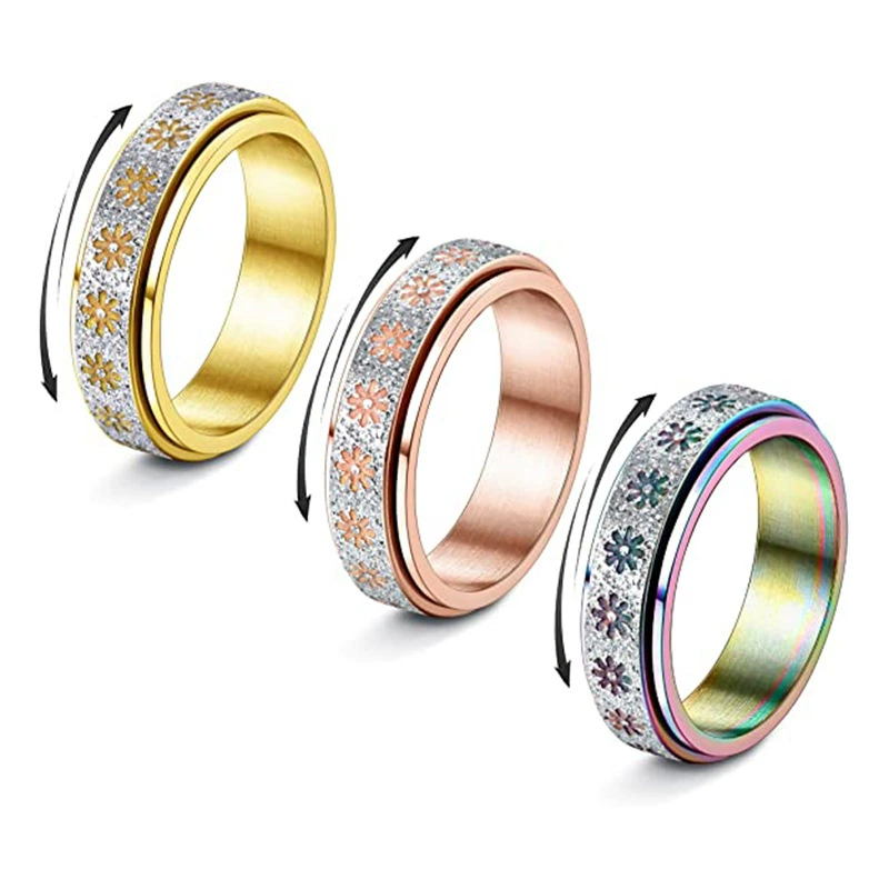 Xinghe трансграничное новое кольцо подсолнечника из титановой стали можно повернуть, чтобы разжать Европейское и американское модное кольцо из нержавеющей стали