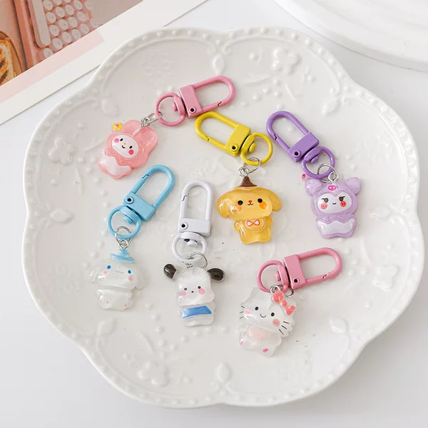 Cartoon Cute Bunny Keychain Student Bag Mini Pendant Accessory Creative Backpack Small Gift Colorful Pendant