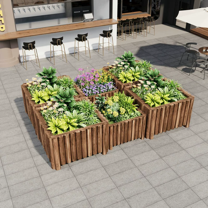 Оптовая продажа уличного антикоррозийного деревянного забора, карбонизированного утолщенного деревянного ящика, антикоррозийного внутреннего и наружного специального, стиль внутреннего двора свежий