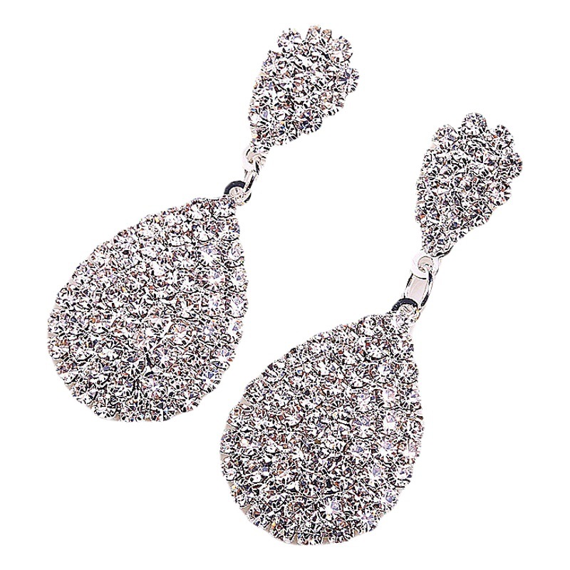 Pendientes colgantes de diamantes de imitación estilo europeo/americano - Cadena de garra con gota de agua, lujo ligero - Accesorios de novia de moda al por mayor