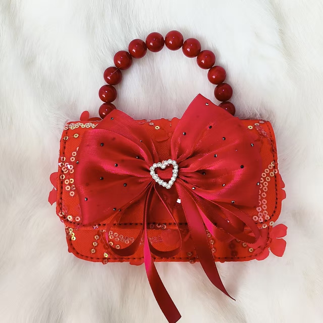 Xiaoxiang viento arco rojo princesa bolso de Año Nuevo Zhen bolso de cambio accesorios de cadena perlas bolso de hombro