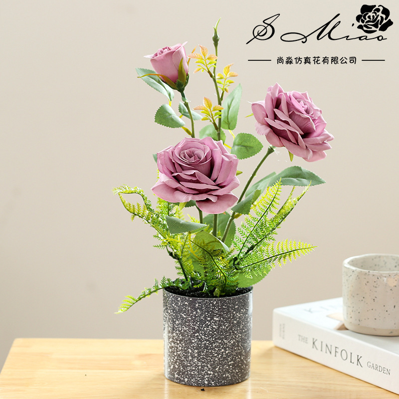 Flor Artificial estilo rural Rosa bonsai flor artificial decoración interior suministro directo de fábrica entrega de una pieza simulación de planta verde image 8