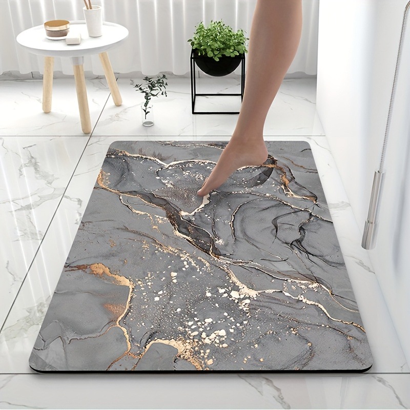 Modern Minimalist High-End Bathroom Anti-Stain Non-Slip Floor Mat, Water-Absorbent Easy-Care Foot Mat for Shower Room, Wear-Resistant Entrance Door Mat