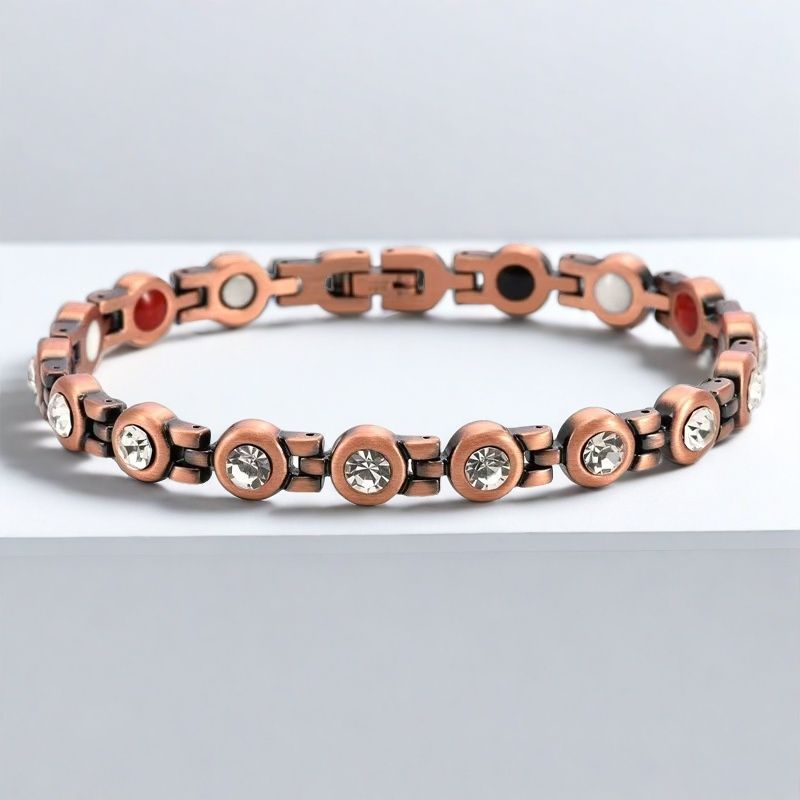 Jincheng Manufacturer Specializes in Cross-Border Retro Red Copper Bracelet with Diamond Magnetic Couple Watch Strap Buckle Bracelet New Hot Sale