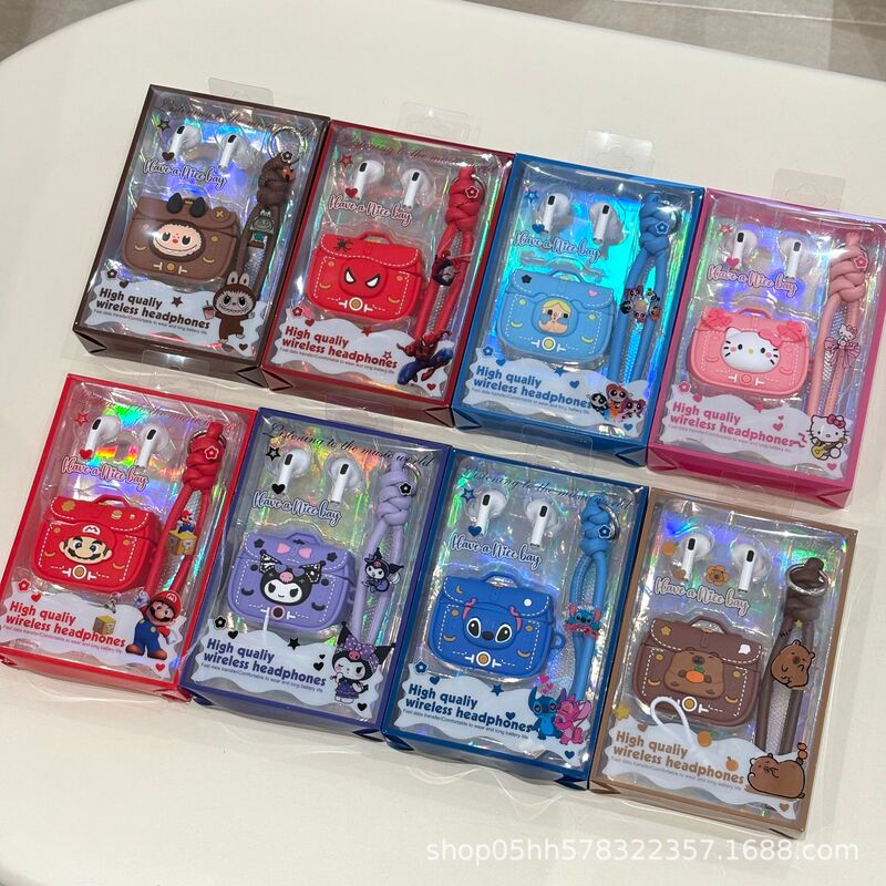 Cross-Border Bluetooth Headphones 2026 New Model Cartoon Sanrio Labubu Kuromi Headphone Case Set Wireless Headphones