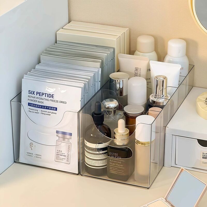 High-Transparency Pp Compartmentalized Makeup Organizer Box for Dressing Table, Skincare Product Storage Box, Bathroom Cosmetics Shelf High-Transparency Pp Compartmentalized Makeup Organizer Box for Dressing Table, Skincare Product Storage Box, Bathroom Cosmetics Shelf