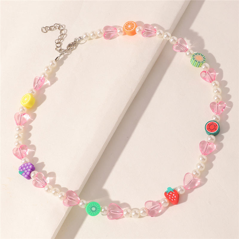 Perle De Riz Colorée Perle Fruit Collier Mignon Bijoux En Gros Nihaojewelry display picture 16