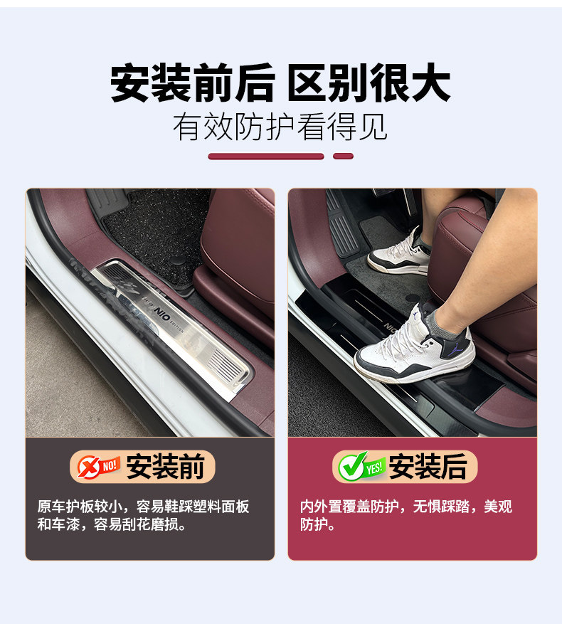 Suitable for 26 Models of Nio Es8 Stainless Steel Door Sill Strips, Door Edge Welcome Protection Pedals, Anti-Dirt Decorative Accessories