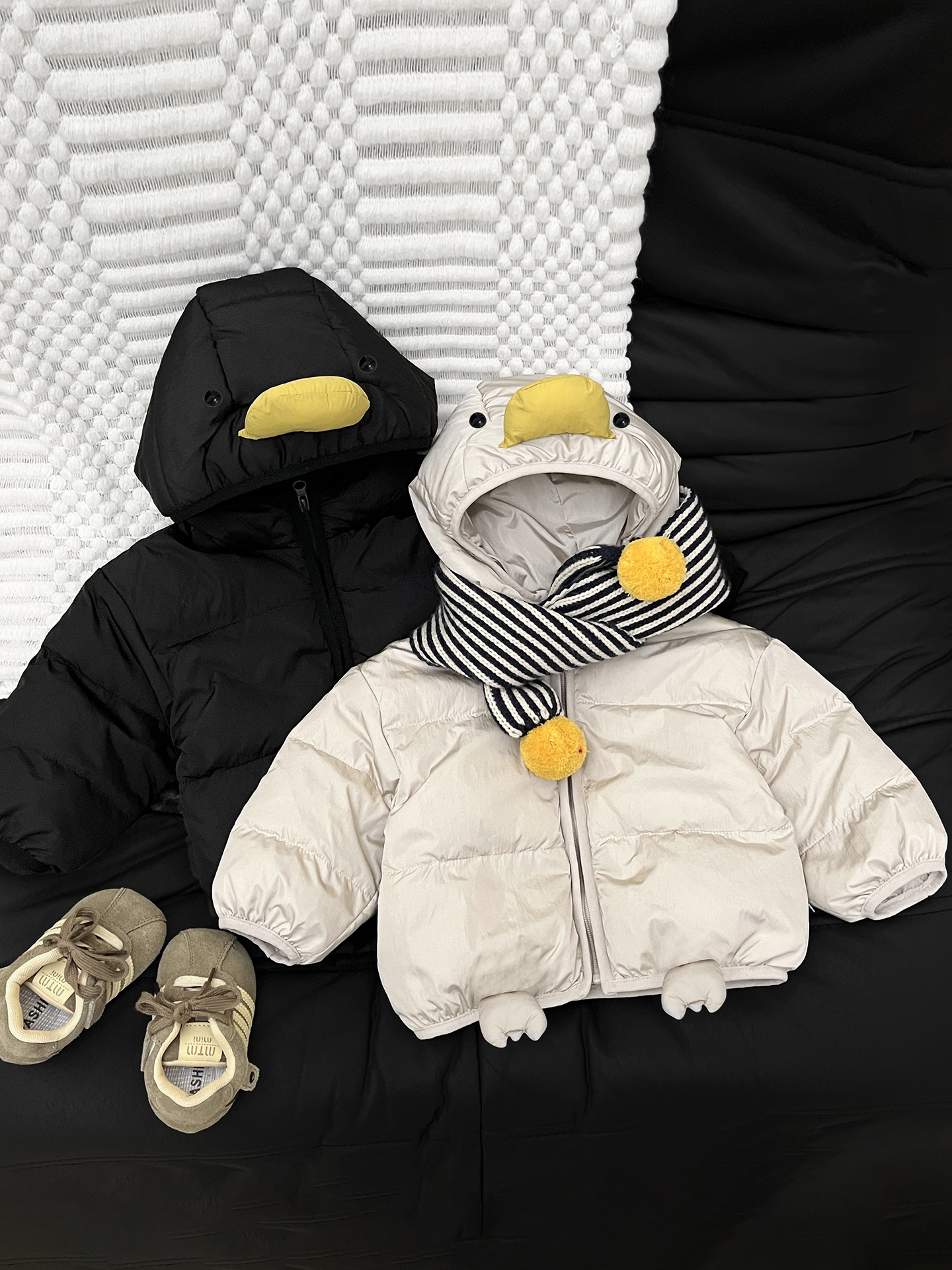 Ropa de invierno bebé encantador caricatura blanco chaqueta de plumón cálida para niños coreanos abrigo de invierno