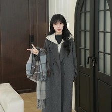 高档双面羊毛大衣女2025秋冬新款小个子宽松休闲外套两件套新款