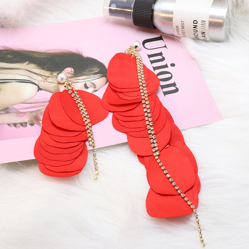 Geometric Pattern Personalized Beautiful Asymmetric Fabric Long Fringe Earrings Earrings