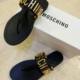 2025 Fashion Sandals Flat Heel Sandals Women's Outwear Summer Metal Internet Popular plus size Women's Shoes Letter All-match British Style