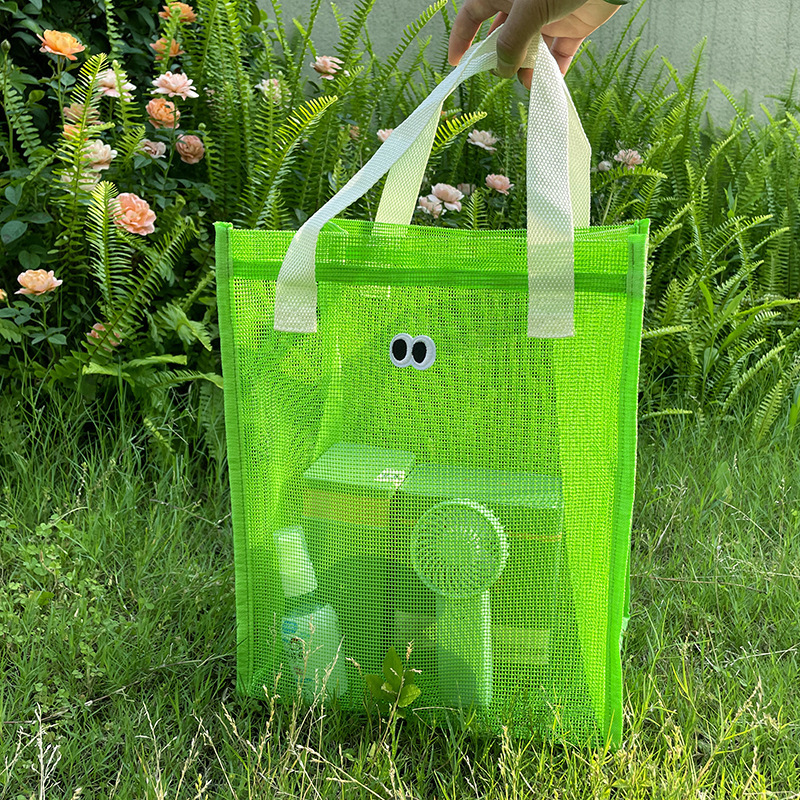 Summer New Cute Eyes Leisure Travel Breathable Mesh Handbag Portable Beach Swimming Toiletry Storage Bag
