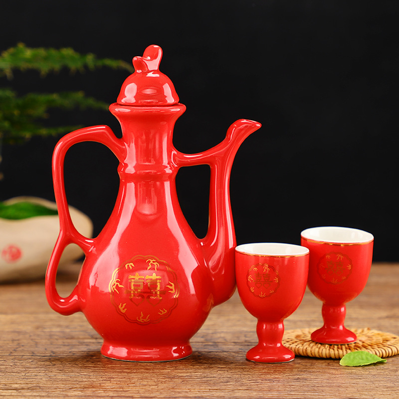 Nudo suministros de la boda tostada copa banquete de boda copa de boda traje de olla de vino chino boda pareja mano taza copa de vino