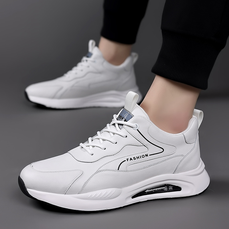 Zapatos deportivos casuales para hombres, primavera y verano 2025, nuevos zapatos de suela suave para hombres, zapatos de correr de cuero de moda para hombres