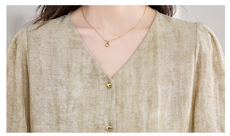 Bộ đồ công sở nữ mùa hè áo vest nhỏ phối quần ống rộng hai mảnh HE9837 — Màu hồng, Màu Kaki chi tiết 26