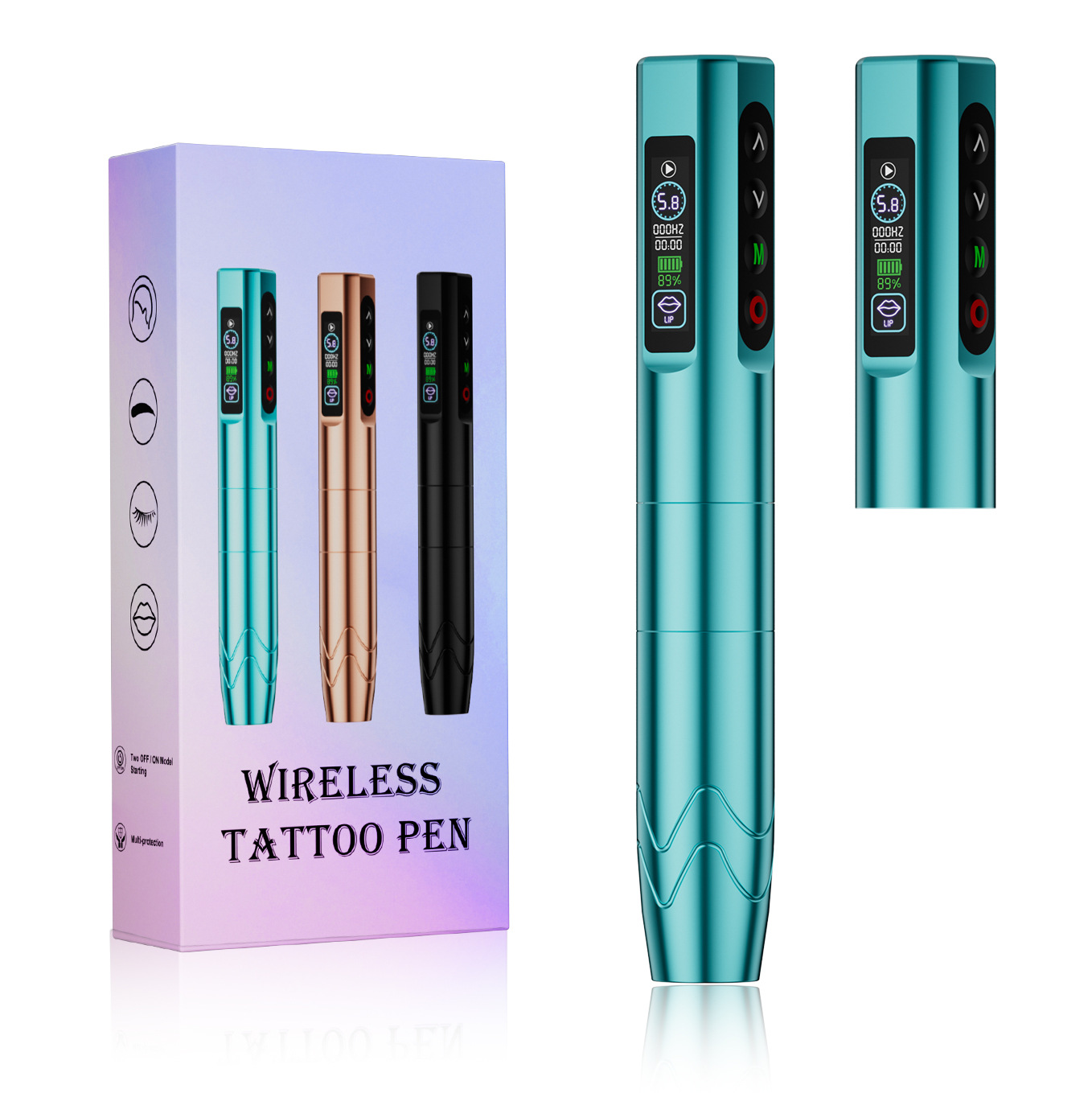 Máquina de Tatuaje Inalámbrica Multimodo de Doble Batería para Cejas, Labios y Delineador de Ojos, Juego Completo de Herramientas para Tatuajes Pequeños Todo en Uno