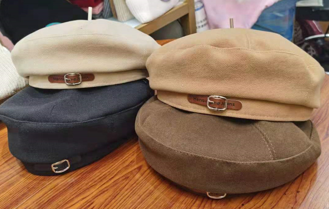 Korean woolen beret for autumn and winter, European and American simple CG, versatile octagonal hat, retro fashion, Chirp Chirp bud hat trend pic 8