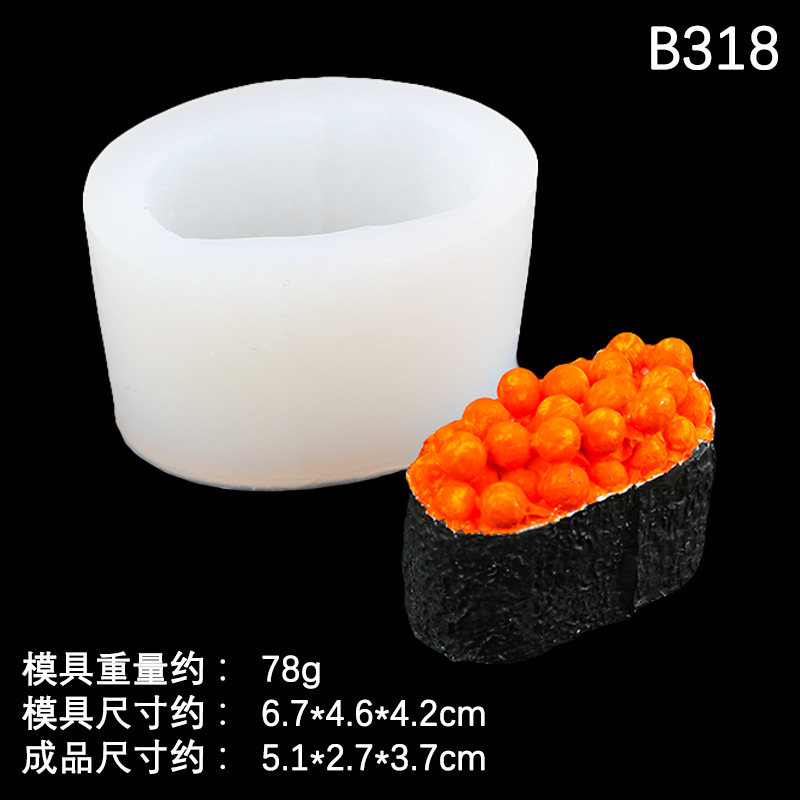 Sushi de huevas de pescado Simulación de bola de arroz de salmón Molde de silicona Diy Molde de vela de chocolate de sushi