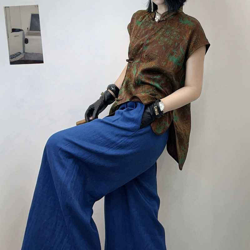 Nanyou Wholesale 2026 New Style New Chinese Style Silk Xiangyunsha Short Sleeve Old Money Style Loose Slimming Shirt for Women