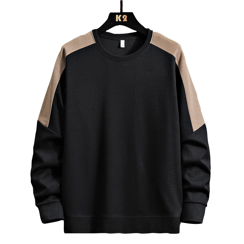 Långärmad t-shirt i trendig plusstorlek för män, ungdom, rund hals, löst sittande skjorttopp, höstoutfit_voghion.com