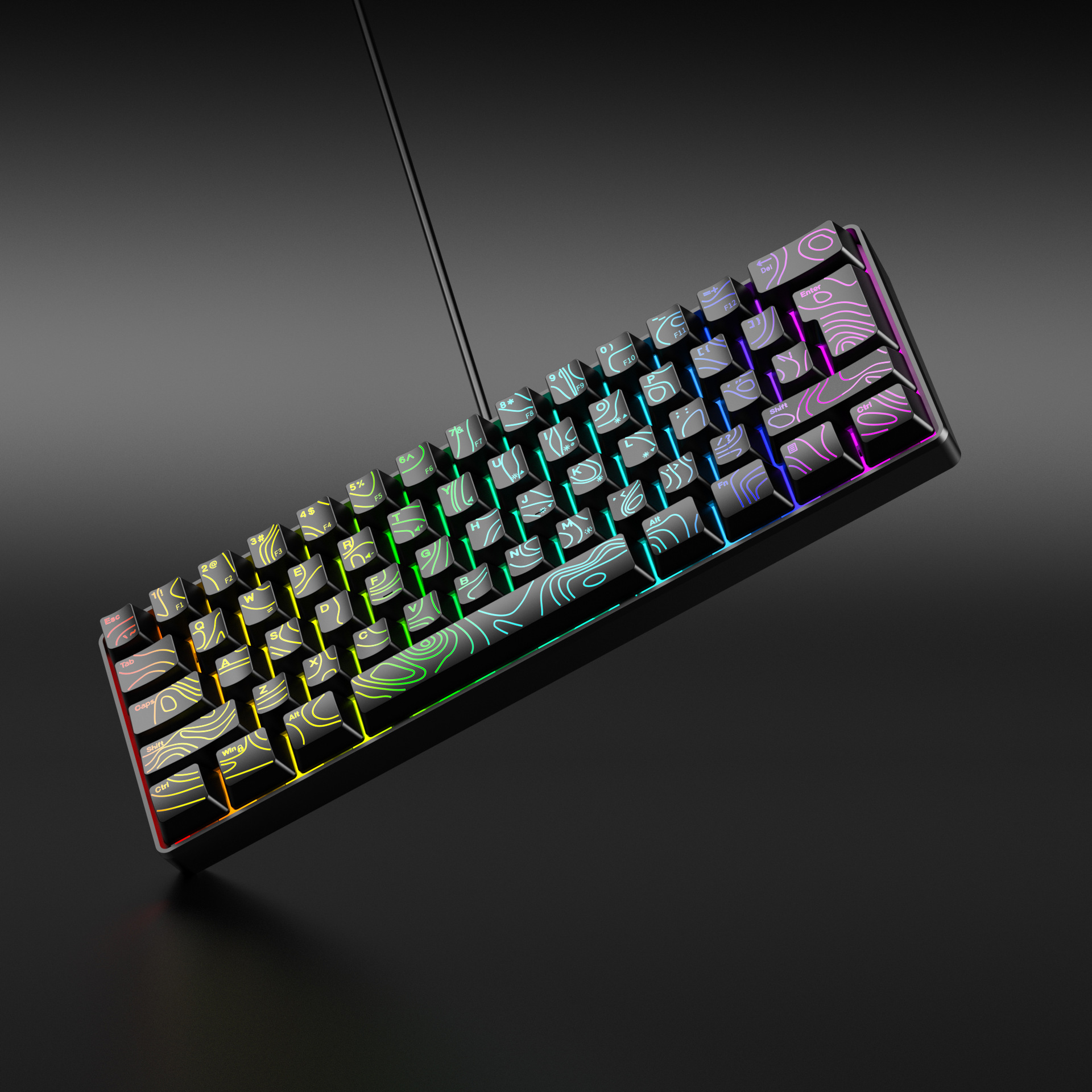 61 tuşlu RGB oyun kablolu klavye ve fare seti renkli MINI mekanik olmayan film siyah beyaz bilgisayar klavyesi