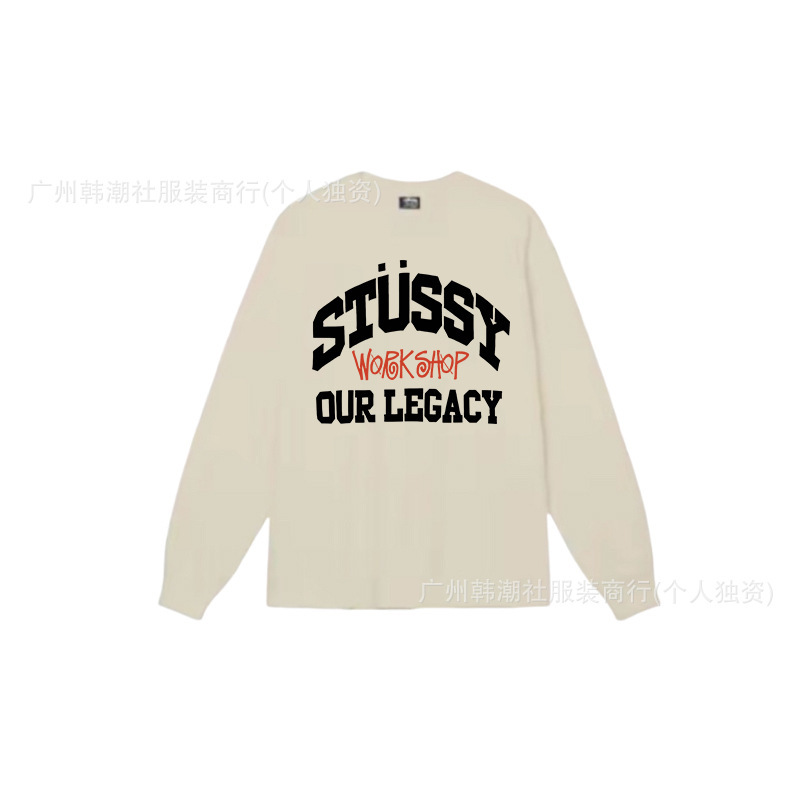 25S跨境斯图西长袖印花t恤美式潮牌STUSSY圆筒布休闲宽松男女同款|undefined
