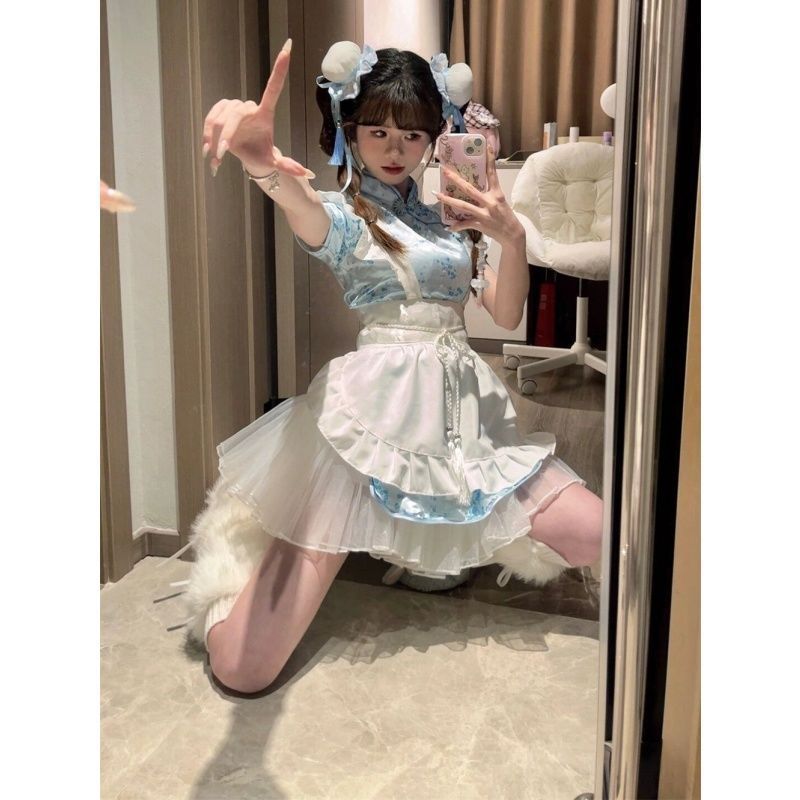 甜美少女洛丽塔蝴蝶结连衣裙夏季新款减龄收腰公主长裙子女|undefined