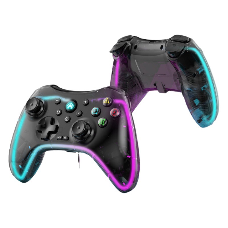 Transparente RGB deslumbrante juego inalámbrico Bluetooth manija del interruptor para PC Android IOS Tesla BYD