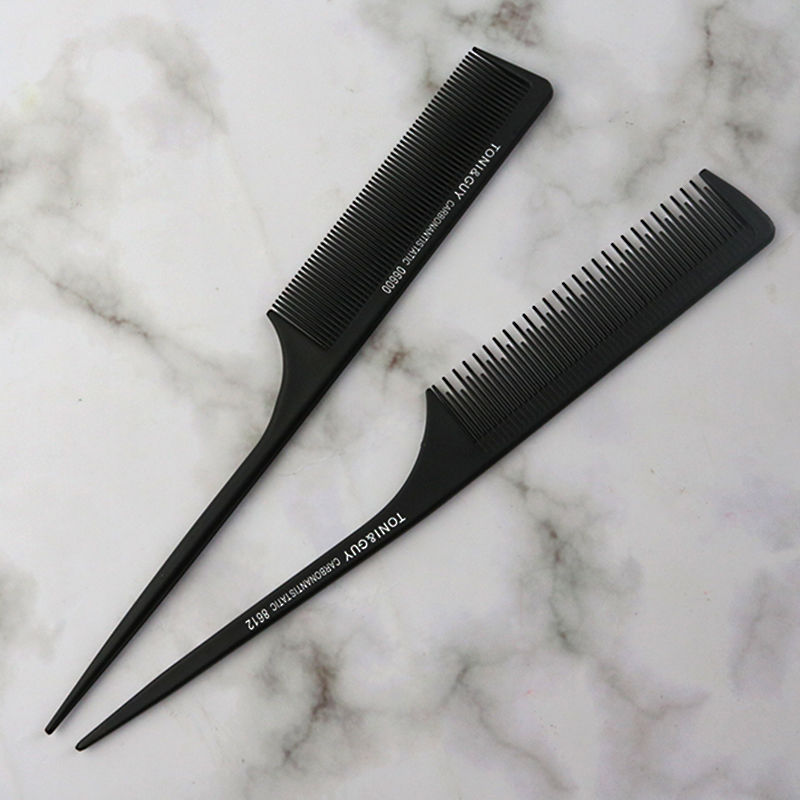 Peine de cola puntiaguda de peluquería profesional peine para el cabello con placa para niños corte de pelo antiestático para hombres peine de corte de cabello peine de madera rizada