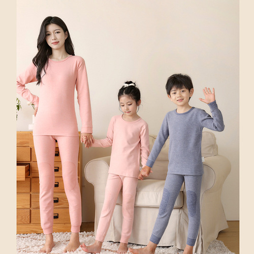 Autumn and winter new style thermal underwear set for middle-aged and older children for boys and girls 5A antibacterial autumn clothes and long trousers warm clothing and linen pants set