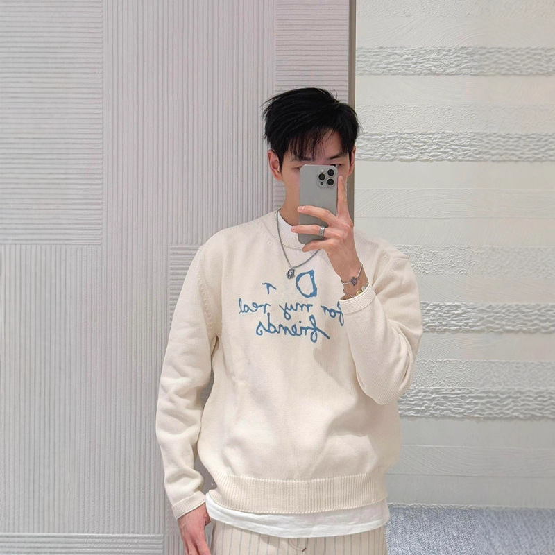 Correct Version of Autumn and Winter My Friend Letter Embroidered Pullover Knitwear for Men and Women Loose Trendyy Accessible Luxury Casual Knitwear