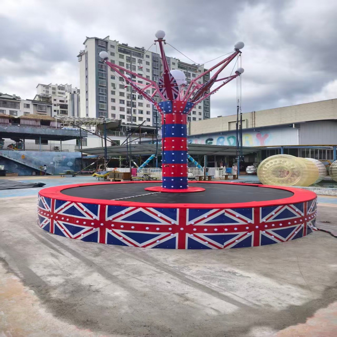 Electric rotating six-person slam dunk bungee jump, plaza children's lighted trampoline amusement equipment, single jump.