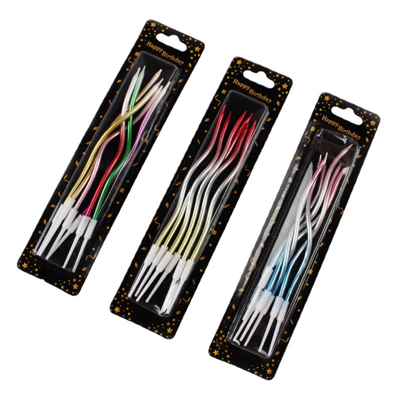 Chapado en oro gradiente de color 6 velas curvas Fiesta infantil cumpleaños pastel decoración sin humo ins lápiz vela