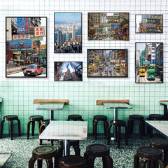 香港式掛け画香港都市建築港風装飾画糖水店喫茶店氷室風景街風景壁画