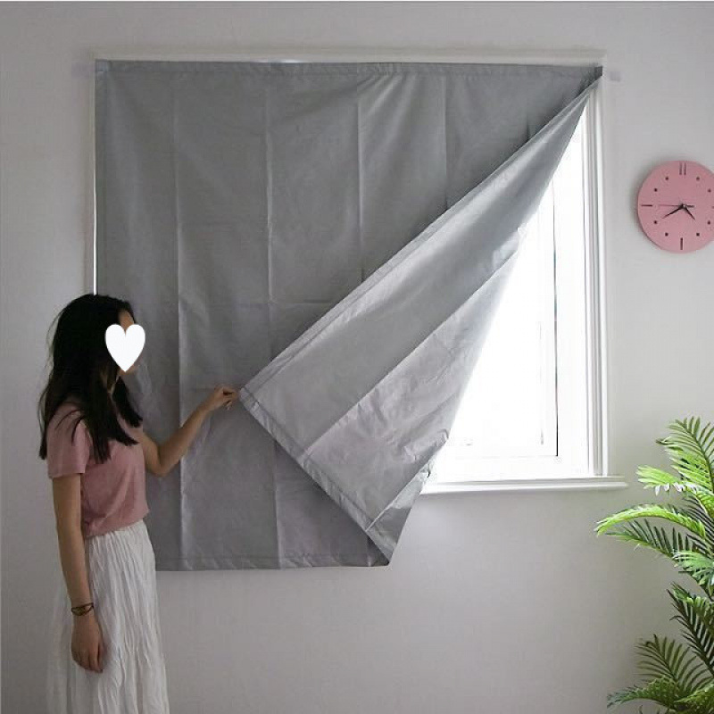Full Blackout Curtain Sunshade Fabric Light-Blocking Bedroom Hook-Type Magic Tape Insulation Simple No-Drill Installation Wholesale