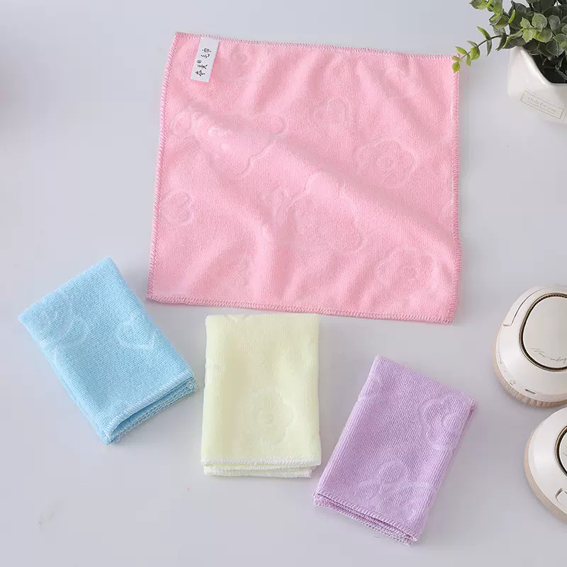 幼儿园中毛巾 超柔软吸水儿童擦手带挂绳小方巾四方手帕 厂家直销