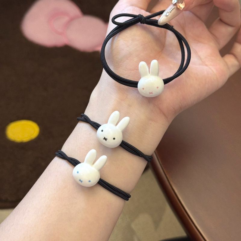 可爱甜美米菲兔发饰卡通情侣闺蜜发绳超萌少女高弹力黑色打结皮筋