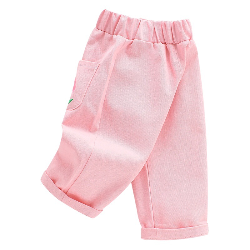 Pantalones Casuales Holgados de 9/10 para Niñas de Algodón Corte Recto para Primavera y Verano