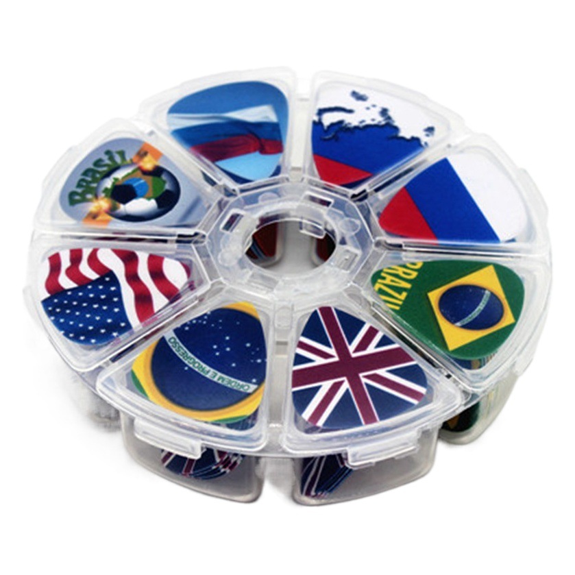 Juego de 50 púas de guitarra con diseño colorido, accesorios para instrumentos musicales, ukelele folk, accesorios para instrumentos musicales al por mayor.