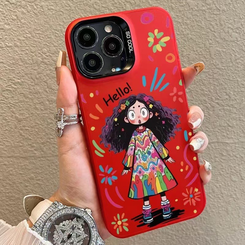 Nueva chica rizada para iPhone 16 funda para teléfono móvil Apple 15promax/14 anti-caída 13pro12 chica