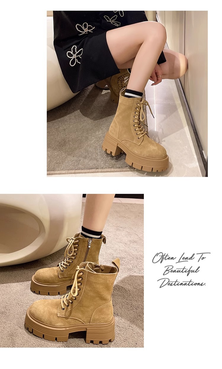 Women's Platform Ankle Boots British Style Thick Heel Autumn Winter_voghion.com